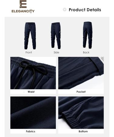 Elegancity Men's Cargo Jogger Work Pants with Drawstring - Regular Fit, Sweatpants Sports Bottoms with Pockets (Size 40, A-blue) - Buy Online on GoSupps.com