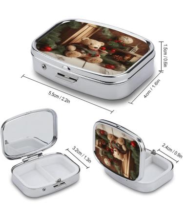 Decorative Christmas Tree Branch Bear Pill Box - 2 Compartment Portable Medicine Organizer for Pocket & Purse - Buy Online on GoSupps.com