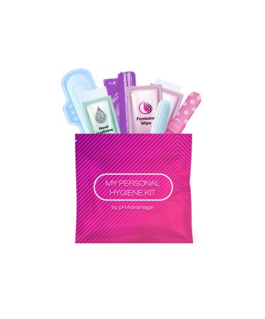 Menstrual Kit All-in-One | Convenience on The Go | Single Period Kit Pack for Travelling Tweens & Teenagers or Emergency situations | Individually Wrapped Feminine Hygiene Products (Pink)