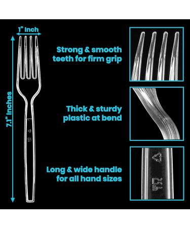 Lonezo 50 Clear Plastic Disposable Forks - Heavy Duty & Eco-Friendly Utensils - Buy Online on GoSupps.com