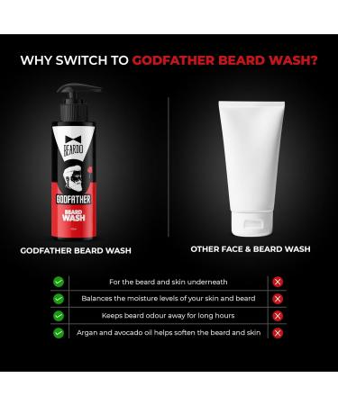 Beardo Godfather Beard Wash Shampoo for Men - 3.33 oz | Anti-Dandruff & Hair Loss Treatment | Refreshing Fragrance | Purifies Skin & Beard | Sun & Dirt Protection - Buy Online on GoSupps.com
