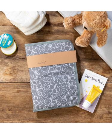 Luxdag Zipper Changing Bag - Stylish Diaper Bag with Compartments for Diapers & Wet Wipes - Gray/Flowers Print - Perfect for On-The-Go - Buy Online on GoSupps.com