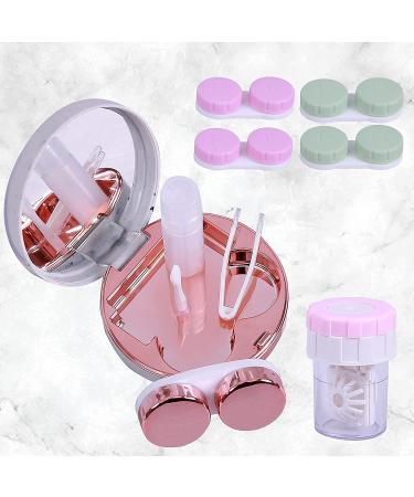 Marble Contact Lens Case Kit with Mirror and Tweezers - Rose Gold | Portable Travel Kit for Outdoor and Office Use - Buy Online on GoSupps.com