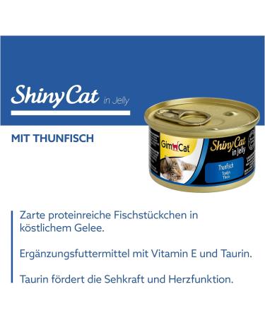 GimCat ShinyCat in Jelly Tuna - Premium Wet Cat Food with Fish & Taurine - 24 Cans (24 x 70g) - International Shipping - Buy Online on GoSupps.com
