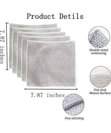 Plushzen Dish Cloths Plushzen Multifunctional Non-Scratch Wire Dishcloth Multipurpose Double Layer Wire Dishwashing Rags for Wet and Dry (5 PCS) - Buy Online on GoSupps.com