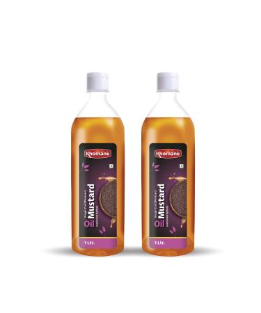 Khomane Mustard Cold Pressed Natural Oil for Cooking | Full of Nutritions and Antioxidants | Traditianl & Age Old Oil Extraction Process (Pack of 1 Ltr)
