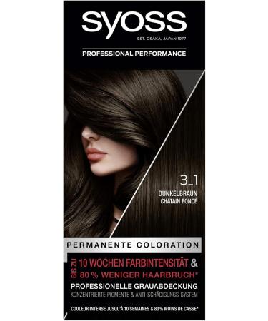 Syoss Color Hair Color 3_1 Dark Brown - 115ml Permanent Dye 10 Weeks Intensity 3 Pack | 70% Less Hair Break - Buy Online on GoSupps.com