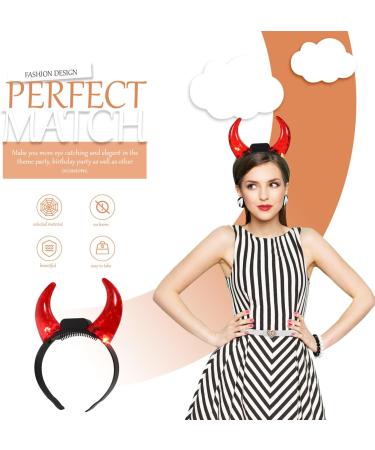 Holibanna Devil Horns Headband LED Light Up Hairband Red Demon Horns Head Boppers Fancy Evil Witch Costume Headwear for Cosplay Dress up Party Supply - Buy Online on GoSupps.com