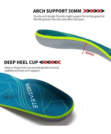 Plantar Fasciitis Orthopedic Insoles UK-12 (30.5CM) Green - Arch Support for Flat Feet, Heel Pain Relief, Shock Absorption & Comfort - Inserts for Men & Women - Buy Online on GoSupps.com
