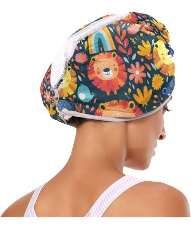 Colorful Lion Hair Towel 2 Pack | Super Absorbent Quick-Dry Hair Turbans for Women & Girls - Buy Online on GoSupps.com