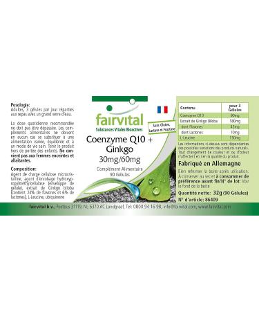 Fairvital | Co-enzyme Q10 plus Ginkgo VEGAN - Highly dosed - 90 Capsules - Buy Online on GoSupps.com