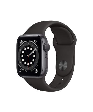Apple Watch Series 6 (GPS, 40mm) - Space Gray Aluminum Case with Black Sport Band (Renewed)