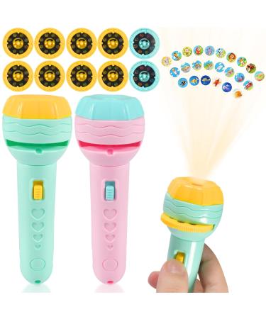 Funmo 2 x flashlight projector for children slide projector flashlights with 80 animal patterns dinosaurs transport vehicles slide projector flashlight projector flashlight children suitable