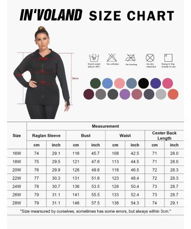 IN'VOLAND Women's Plus Size Running Jacket - Lightweight Full Zip Hoodie with Pockets in Black - Size 22 - Buy Online on GoSupps.com
