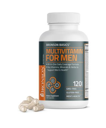 Bronson Multivitamin for Men All-in-One Daily Coverage Formula Key Vitamins, Minerals & Herbs to Support Men's Health, 120 Capsules 120 Count (Pack of 1)