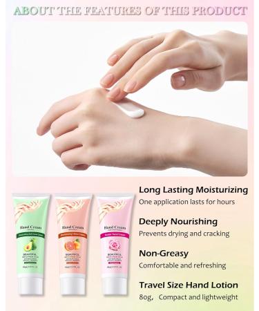 Mini Hand Cream Kit-3Pcs 80g Small Scented Hand Lotion for Dry Cracked Working Hands Natural Fragrance Moisturizing Travel Size Bulk Hand Lotion Baby Shower Wedding Favors Christmas Gift for Women 80 g (Pack of 3) - Buy Online on GoSupps.com