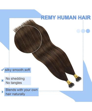 Youngsee Nano Ring Hair Extensions - Real Brown Ombre 60cm 50g - Medium Brown Nano Beads for Women - Buy Online on GoSupps.com