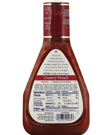 Ken's Steak House Country French With Orange Blossom Honey Dressing 16oz - Pack of 2 | Delicious Salad Dressing - 32 Fl Oz Total - Buy Online on GoSupps.com