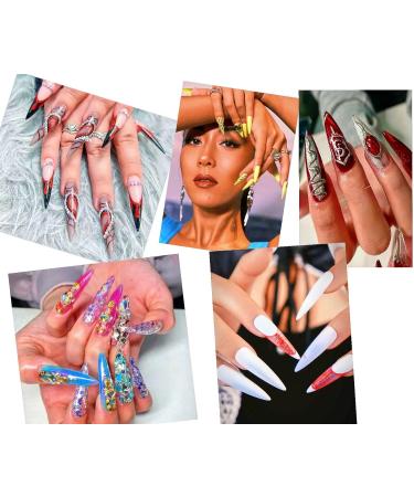 JZK 500x Clear Extra Long Half Cover Stiletto Nail Tips For Acrylic Extensions Long Pointy False Nail Tips For Gel And Acrylic Nails Finger Nail Extension Tips For Nail Salon - Buy Online on GoSupps.com