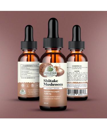Amazing Botanicals Shiitake Mushroom Extract Tincture - 7 500mg Immune Support Supplement Containing 30% Polysaccharide in Each - Mushroom Complex with Powerful Antioxidant for Overall Wellbeing - Buy Online on GoSupps.com