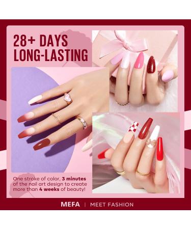 MEFA Red Gel Nail Polish Set 12 Colors Pink Brown Gel Polish Set Dark Red Gel Polish Soak Off UV Led Gray Glitter Nail Gel Manicure at Home DIY Salon for Women - Buy Online on GoSupps.com