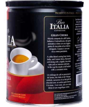 Saquella "Decaffeinated" Slow Roasted Gourmet Italian Espresso Ground Coffee 250g tin x 2 TINS - Buy Online on GoSupps.com