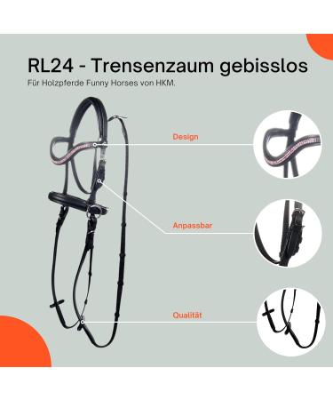 RL24 Leather Bridle for Wooden Horses - Black/Pink | Funny HKM Horse Toys & Accessories for Children - Buy Online on GoSupps.com