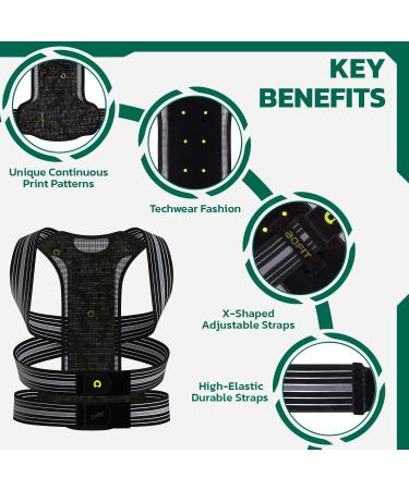 Back Brace Posture Corrector for Women & Men - Adjustable Full Support Pain Relief for Neck Shoulder & Back | XL X-Large Obsidian - Buy Online on GoSupps.com