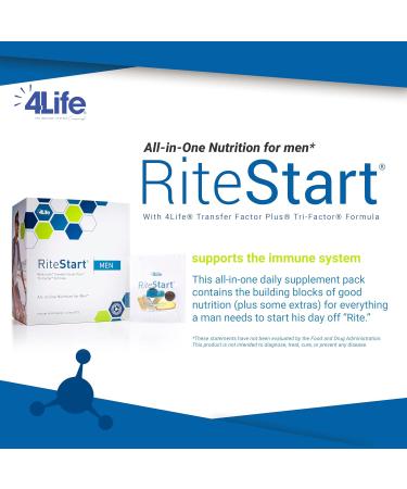 4Life RiteStart Men - Daily Nutritional Pack Supports Immune System Health - Daily Supplement Formula with Vitamin C D and Zinc - 30 Packets - Buy Online on GoSupps.com