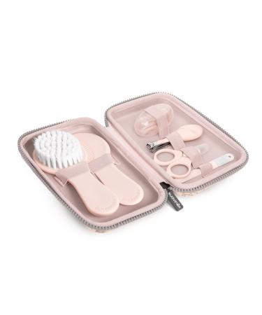 Suavinex Baby Care Kit Complete and Portable Baby Manicure Set Contains: Brush and Comb + Finger Toothbrush + Scissors + File + Nail Clipper 6 Pieces Pink