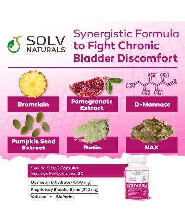 CYSTASOLV Bladder Comfort Formula - Vegan Bladder Support for Women & Men - 60 Capsules for Healthy Inflammatory & Histamine Response - International Shipping Available - Buy Online on GoSupps.com
