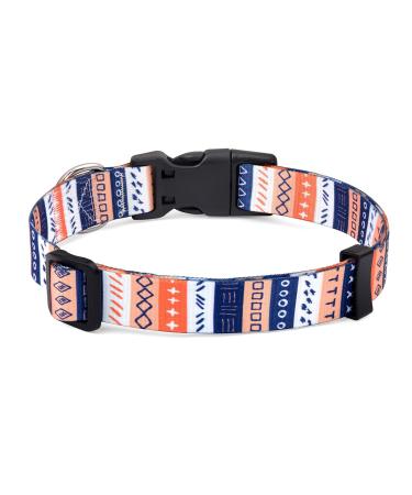 Mihqy dog collar adjustable soft & comfort dog collar Bohemian flowers geometric trunk design for small medium and large dogs (colorful symbols XS) XS (neck circumference 20-30 cm width 1.5 cm) colorful symbols