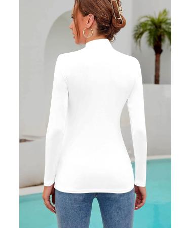 SHEIUGU Women's Mock Turtle Neck Fitted Underwear Tee - Long Sleeve, X-Small, White - Buy Online on GoSupps.com