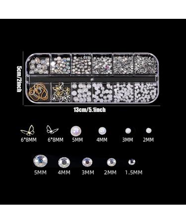 3D Nail Charms 2 Boxes Multi-Shape Aurora Bow Butterfly Bear Flower Nail Art Charms Nail Pearls Rhinestones Gems Nail Art Chains for Nail Art Decoration DIY Crafts (C) - Buy Online on GoSupps.com