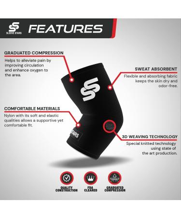 Sleeve Stars Elbow Compression Sleeve - Tennis Elbow Brace for Women & Men - Tendonitis Relief & Arthritis Support - Elbow Protector Wrap for Golf & Sports (S-XXL, Black) - Buy Online on GoSupps.com
