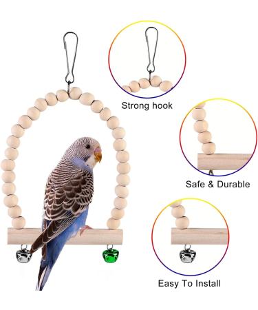 9-Piece Bird Toys Set | Parrot & Budgie Accessories | Cage Rocking Toys & Wooden Platforms for Finches & Lovebirds - Buy Online on GoSupps.com
