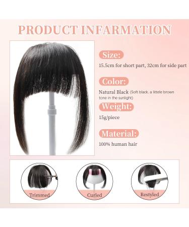 Thick Human Hair Bangs Extension - Natural Black Fringe | Unprocessed & Real Hair - Buy Online on GoSupps.com