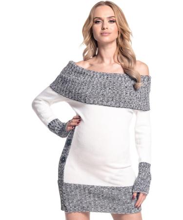 HAPPY MAMA Maternity Bardot Knitted Jumper Dress Pullover Sweater - White 16-18 - Buy Online on GoSupps.com