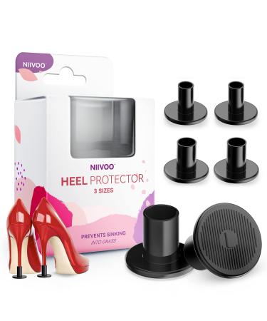 High Heel Protectors - Heel Stoppers for Wedding - 3 Pairs 5 Size Collection Women Heel Caps Protecting Heels from Grass Gravel Bricks and Cracks (S M L)(Black)