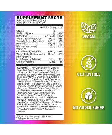 EHP Labs OxyShred Pre Workout Powder - Preworkout Powder with L Glutamine & Acetyl L Carnitine, Energy Boost Drink - Rainbow Candy, 60 Servings - Buy Online on GoSupps.com