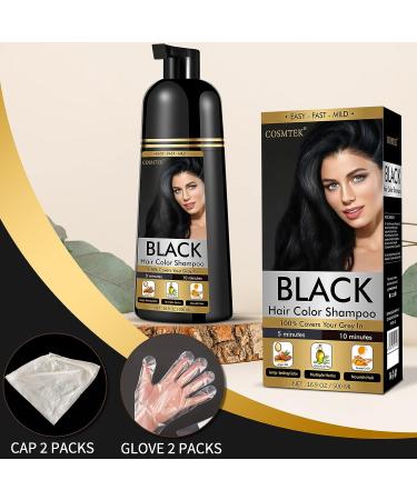 COSMTEK Black Hair Dye Shampoo for Gray | IVNIL Natural 3-In-1 Semi-Permanent Color for Women & Men | Herbal & Ammonia-Free | Fast Acting, Long Lasting | 16.9 fl oz - Buy Online on GoSupps.com