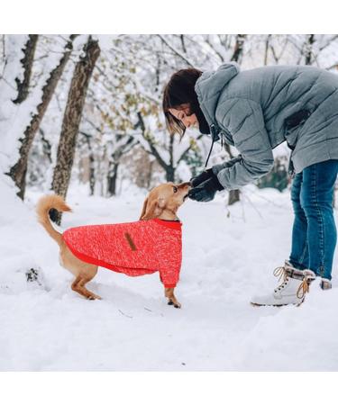 Warm Dog Sweater - Fleece Hoodie for Small & Medium Dogs | Cozy Winter Pet Coat for Corgis Bulldogs & Bichons (L/35cm) - Red - Buy Online on GoSupps.com