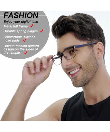 Reading Glasses for Men - Blue Light Blocking DILLY VISION 3-Pack - Stylish Lightweight Metal Frame Anti Eye Strain UV Protection 2.75x Magnification - Buy Online on GoSupps.com