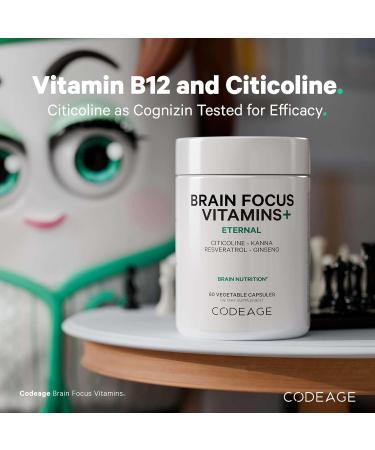 Codeage Brain Focus Vitamins+ Nootropic Supplement with Citicoline as Cognizin Panax Ginseng Resveratrol Gotu Kola Vitamin B12 Methylcobalamin - Liposomal Delivery - Non-GMO - 60 Capsules - Buy Online on GoSupps.com
