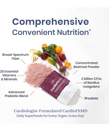 1MD Nutrition CardioFitMD - Vegan Beets Superfood Keto-Friendly Heart Health Powder - High Fiber Nutritional Supplement Drink - 30 Servings - Buy Online on GoSupps.com