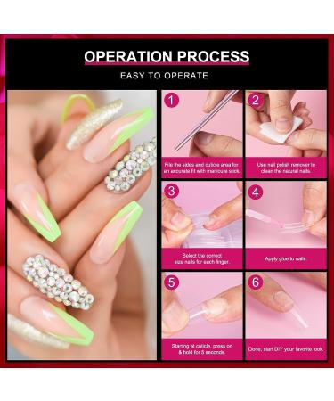 AORAEM 240pcs Acrylic False Nail Tips - Square & Coffin Shapes for DIY Nail Salon - Buy Online on GoSupps.com