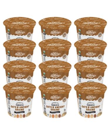 Bakery On Main, Oats & Ancient Grains - USDA Organic, Gluten-Free, Vegan & Non GMO, Probiotic, Unsweetened, 0g Sugar, Oatmeal Cup, 1.9oz (Pack of 12)