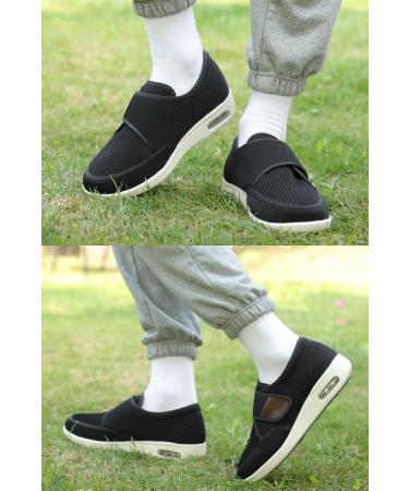 CBMTCR Men's Wide Width Walking Shoes - Adjustable Closure, Lightweight for Diabetic Swollen Feet - 10.5 Wide Dk-black - Buy Online on GoSupps.com