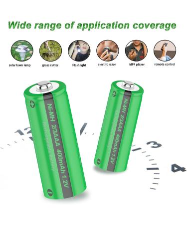 NIMH Rechargeable Battery 2/3AAA Solar Batteries for Outdoor Solar Lights 400mh 1.2V 20PCS(Not AAA Battery) - Buy Online on GoSupps.com