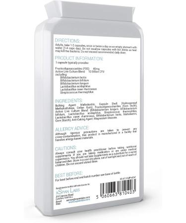 ProBio-Cultures 120 Capsules - High Strength 10 Billion CFU Multi-Strain Bio-Cultures + PreBio FOS - Latest DRCaps Encapsulation - Buy Online on GoSupps.com